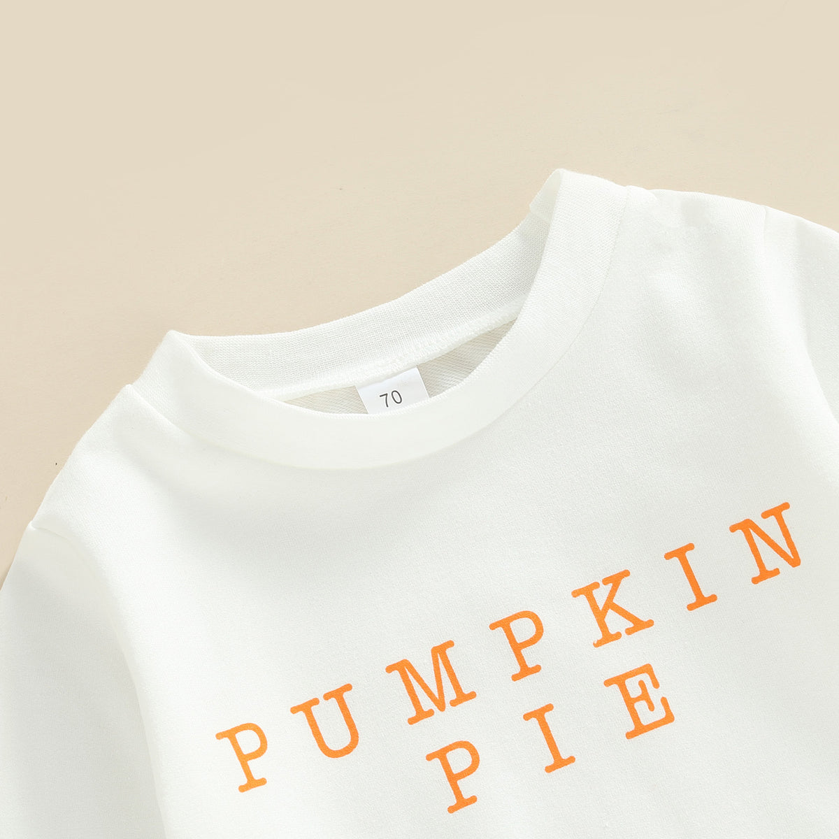Pumpkin Pie Two-Piece Set — Neckline and print detail