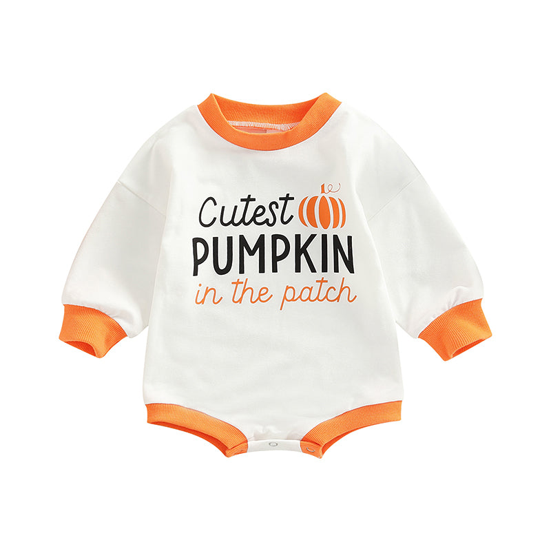 Pumpkin Crew-Neck Romper — Front view