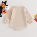 Beige Cotton Baby Romper — Back view