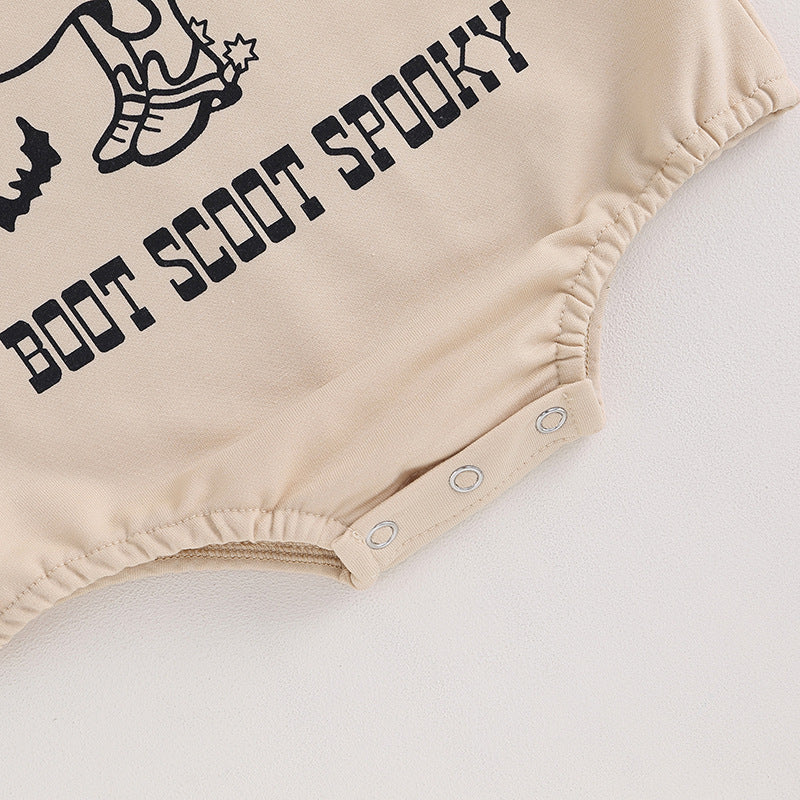 Beige Cotton Baby Romper — Fastening detail