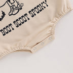 Beige Cotton Baby Romper — Fastening detail