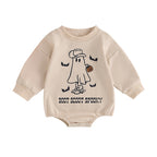 Beige Cotton Baby Romper — Front view