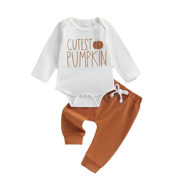 Pumpkin Three-Piece Baby Set — Front view