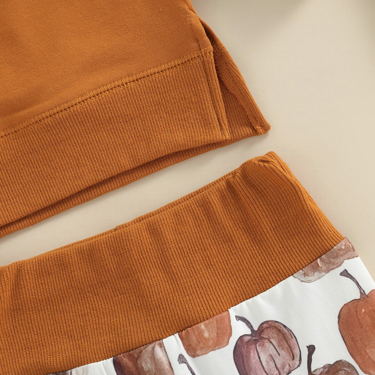 Pumpkin Patch Two-Piece Set — Waistband and cuff detail