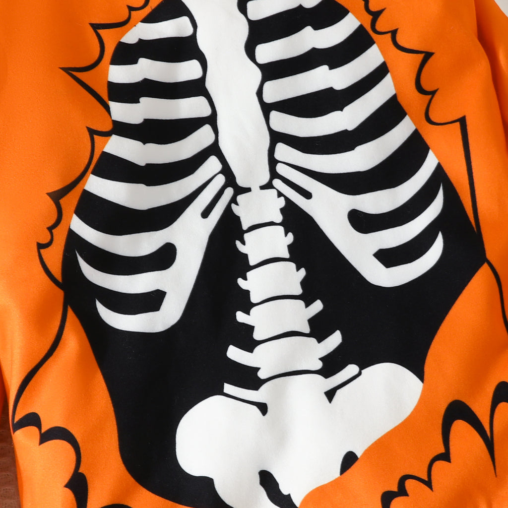 Orange Skeleton Two-Piece Set — Print detail