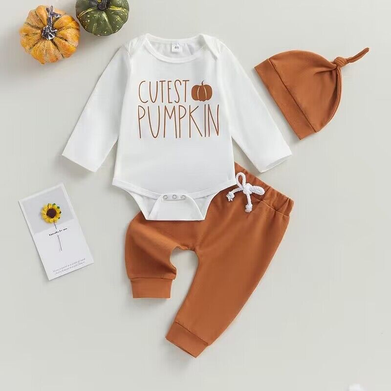 Pumpkin Three-Piece Baby Set