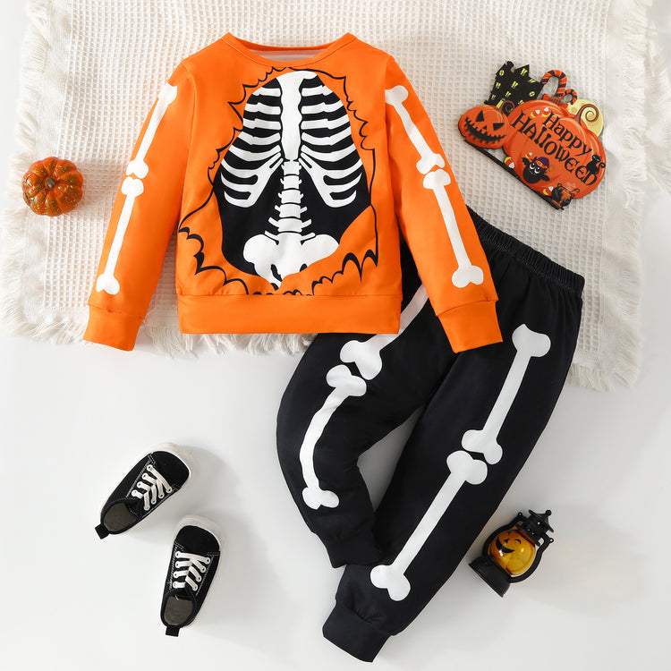 Orange Skeleton Two-Piece Set